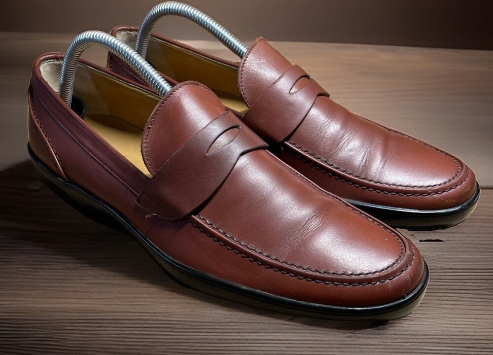 Salvatore Ferragamo Brown Leather Penny Loafers Mens Size 8 Fast Shipping